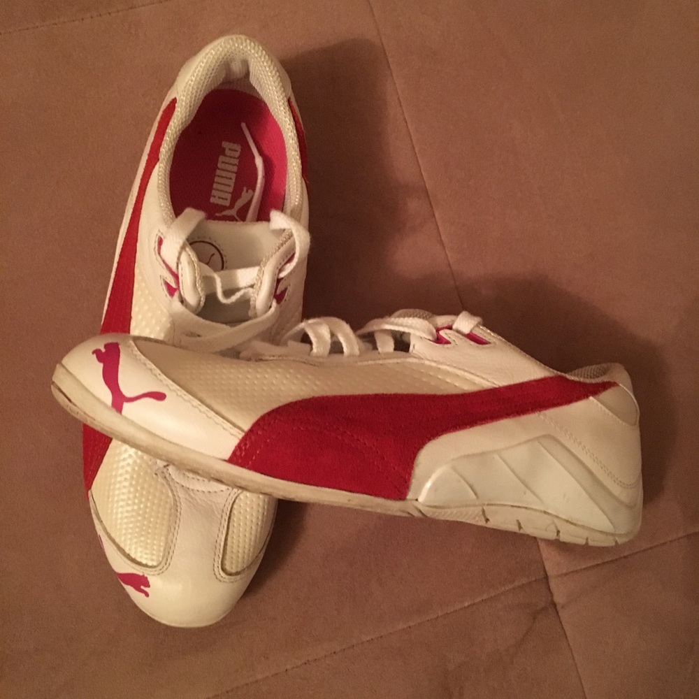 Puma white , red shoes great for spring ,summer